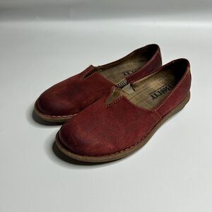Born Women's Size 6.5/37 M Tropi Red Suede Slip On Loafers Shoes Flats Comfort